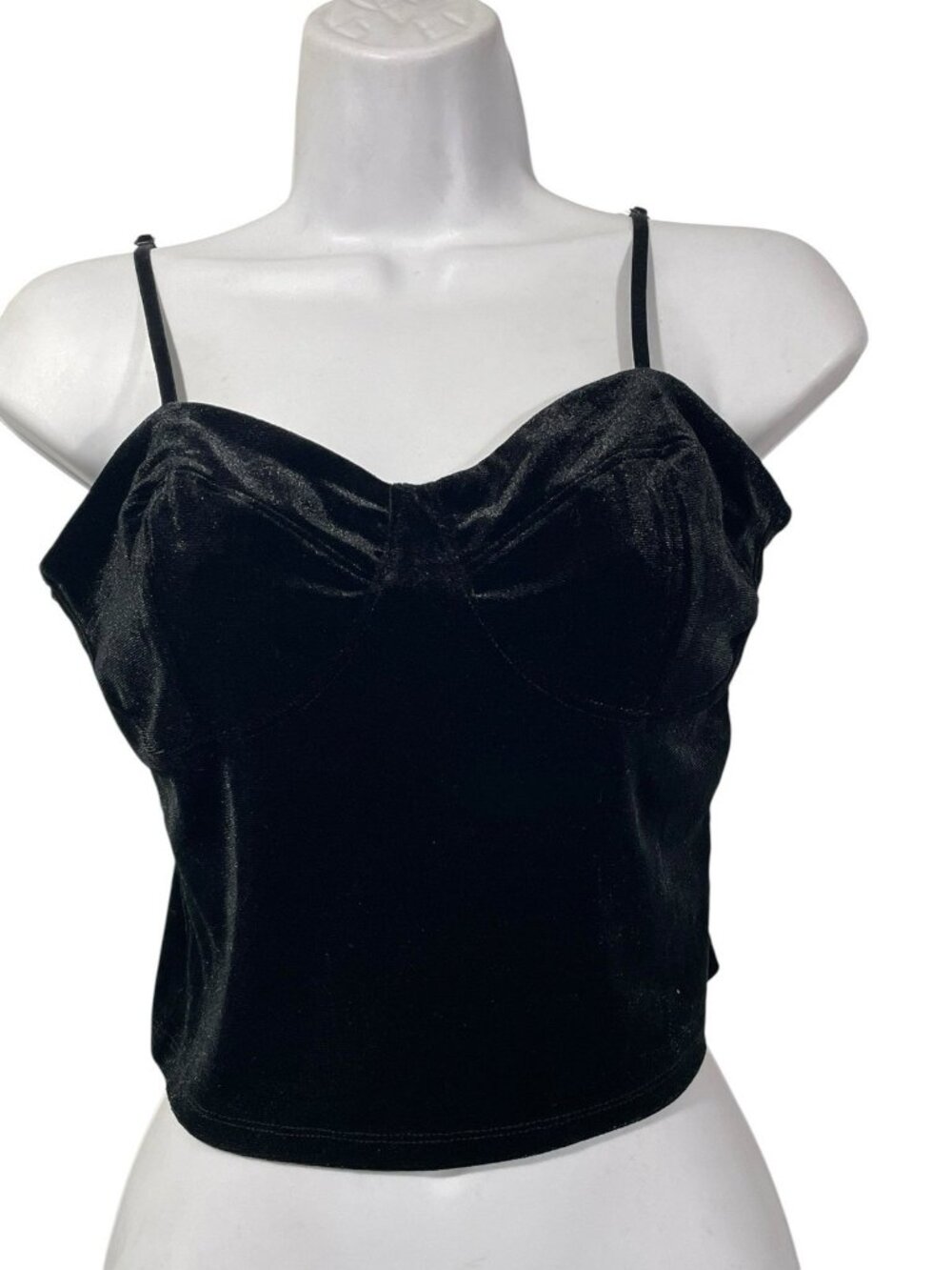 Ambiance Womens Black Velvet Cropped Cami Sz L Whimsigoth